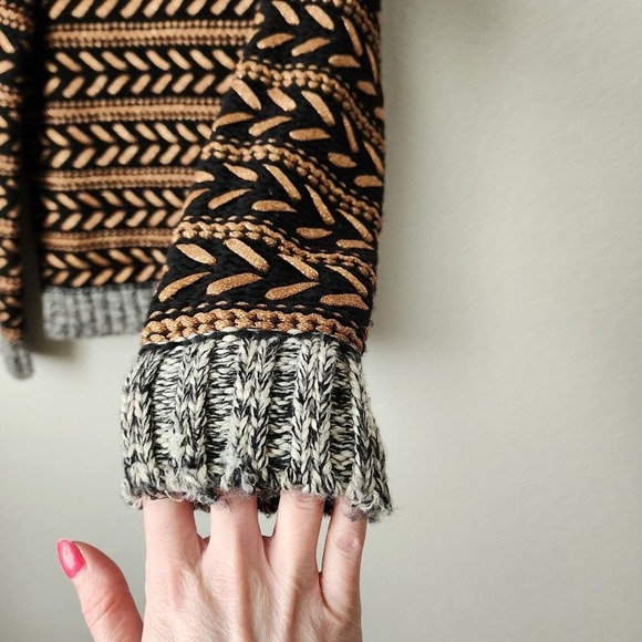 RAG & BONE Metallic Stripe Chunky Knit Sweater Dark Academia Size M - Picture 6 of 8